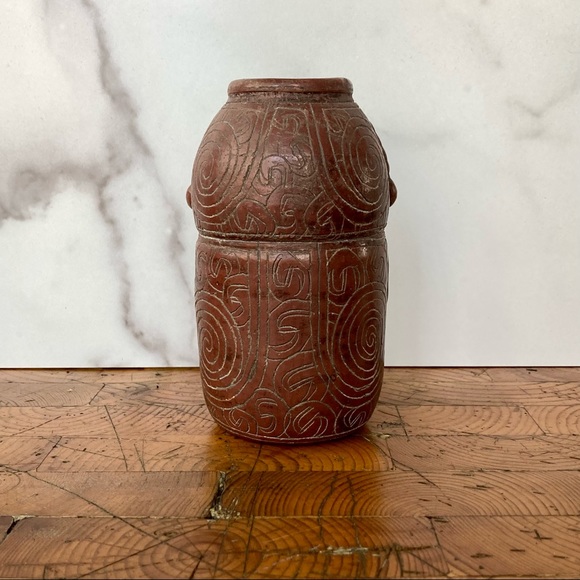 Vintage Mayan Style Figural Ceramic Vase - Picture 6 of 7